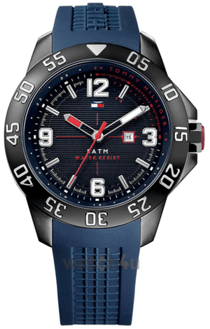 Buy Shop Tommy Hilfiger Cole Black Dial Blue Rubber Strap Watch for Men - 1790984 USA Online