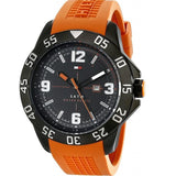 Buy Shop Tommy Hilfiger Cole Black Dial Orange Rubber Strap Watch for Men - 1790985 USA Online
