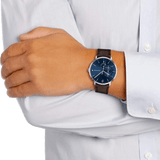 Buy Shop Tommy Hilfiger Cooper Blue Dial Brown Leather Strap Watch for Men - 1791508 USA Online