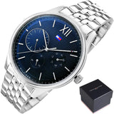 Buy Shop Tommy Hilfiger Damon Chronograph Blue Dial Silver Steel Strap Watch for Men - 1791416 USA Online