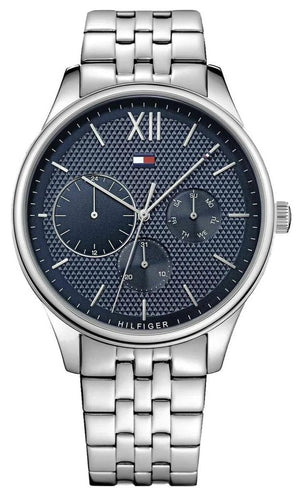 Buy Shop Tommy Hilfiger Damon Chronograph Blue Dial Silver Steel Strap Watch for Men - 1791416 USA Online