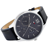 Buy Shop Tommy Hilfiger Damon Multifunction Black Dial Black Leather Strap Watch for Men - 1791417 USA Online