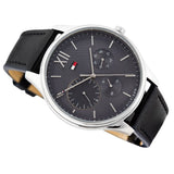 Buy Shop Tommy Hilfiger Damon Multifunction Black Dial Black Leather Strap Watch for Men - 1791417 USA Online