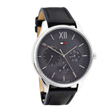 Buy Shop Tommy Hilfiger Damon Multifunction Black Dial Black Leather Strap Watch for Men - 1791417 USA Online