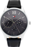 Buy Shop Tommy Hilfiger Damon Multifunction Black Dial Black Leather Strap Watch for Men - 1791417 USA Online