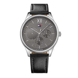Buy Shop Tommy Hilfiger Damon Multifunction Black Dial Black Leather Strap Watch for Men - 1791417 USA Online