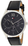Buy Shop Tommy Hilfiger Damon Multifunction Black Dial Black Leather Strap Watch for Men - 1791417 USA Online