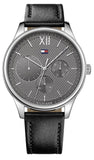 Buy Shop Tommy Hilfiger Damon Multifunction Black Dial Black Leather Strap Watch for Men - 1791417 USA Online