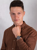 Buy Shop Tommy Hilfiger Damon Quartz Black Dial Black Leather Strap Watch for Men - 1791419 USA Online