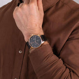 Buy Shop Tommy Hilfiger Damon Quartz Black Dial Black Leather Strap Watch for Men - 1791419 USA Online