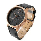 Buy Shop Tommy Hilfiger Damon Quartz Black Dial Black Leather Strap Watch for Men - 1791419 USA Online