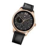 Buy Shop Tommy Hilfiger Damon Quartz Black Dial Black Leather Strap Watch for Men - 1791419 USA Online