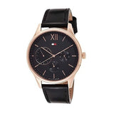 Buy Shop Tommy Hilfiger Damon Quartz Black Dial Black Leather Strap Watch for Men - 1791419 USA Online