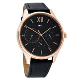 Buy Shop Tommy Hilfiger Damon Quartz Black Dial Black Leather Strap Watch for Men - 1791419 USA Online