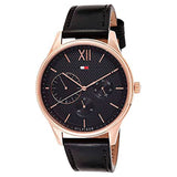 Buy Shop Tommy Hilfiger Damon Quartz Black Dial Black Leather Strap Watch for Men - 1791419 USA Online