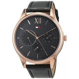 Buy Shop Tommy Hilfiger Damon Quartz Black Dial Black Leather Strap Watch for Men - 1791419 USA Online