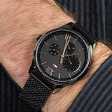 Buy Shop Tommy Hilfiger Damon Quartz Black Dial Black Mesh Bracelet Watch for Men - 1791420 USA Online