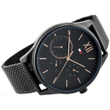 Buy Shop Tommy Hilfiger Damon Quartz Black Dial Black Mesh Bracelet Watch for Men - 1791420 USA Online