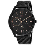 Buy Shop Tommy Hilfiger Damon Quartz Black Dial Black Mesh Bracelet Watch for Men - 1791420 USA Online
