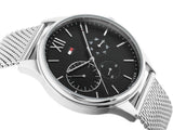 Buy Shop Tommy Hilfiger Damon Quartz Chronograph Black Dial Silver Mesh Bracelet Watch for Men - 1791415 USA Online