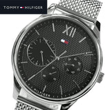 Buy Shop Tommy Hilfiger Damon Quartz Chronograph Black Dial Silver Mesh Bracelet Watch for Men - 1791415 USA Online