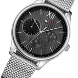 Buy Shop Tommy Hilfiger Damon Quartz Chronograph Black Dial Silver Mesh Bracelet Watch for Men - 1791415 USA Online