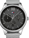 Buy Shop Tommy Hilfiger Damon Quartz Chronograph Black Dial Silver Mesh Bracelet Watch for Men - 1791415 USA Online