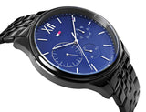 Buy Shop Tommy Hilfiger Damon Quartz Chronograph Blue Dial Black Steel Strap Watch for Men - 1791454 USA Online