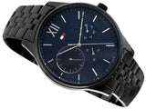 Buy Shop Tommy Hilfiger Damon Quartz Chronograph Blue Dial Black Steel Strap Watch for Men - 1791454 USA Online