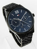Buy Shop Tommy Hilfiger Damon Quartz Chronograph Blue Dial Black Steel Strap Watch for Men - 1791454 USA Online