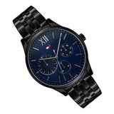 Buy Shop Tommy Hilfiger Damon Quartz Chronograph Blue Dial Black Steel Strap Watch for Men - 1791454 USA Online