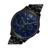 Buy Shop Tommy Hilfiger Damon Quartz Chronograph Blue Dial Black Steel Strap Watch for Men - 1791454 USA Online