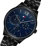 Buy Shop Tommy Hilfiger Damon Quartz Chronograph Blue Dial Black Steel Strap Watch for Men - 1791454 USA Online