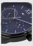 Buy Shop Tommy Hilfiger Damon Quartz Chronograph Blue Dial Black Steel Strap Watch for Men - 1791454 USA Online