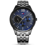 Buy Shop Tommy Hilfiger Damon Quartz Chronograph Blue Dial Black Steel Strap Watch for Men - 1791454 USA Online
