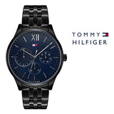 Buy Shop Tommy Hilfiger Damon Quartz Chronograph Blue Dial Black Steel Strap Watch for Men - 1791454 USA Online