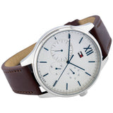 Buy Shop Tommy Hilfiger Damon Quartz White Dial Brown Leather Strap Watch for Men - 1791418 USA Online
