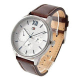 Buy Shop Tommy Hilfiger Damon Quartz White Dial Brown Leather Strap Watch for Men - 1791418 USA Online