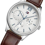 Buy Shop Tommy Hilfiger Damon Quartz White Dial Brown Leather Strap Watch for Men - 1791418 USA Online