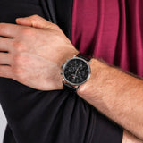 Buy Shop Tommy Hilfiger Daniel Black Dial Black Leather Strap Watch for Men - 1710381 USA Online