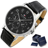 Buy Shop Tommy Hilfiger Daniel Black Dial Black Leather Strap Watch for Men - 1710381 USA Online