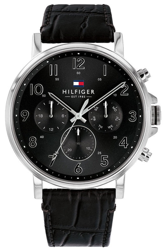 Buy Shop Tommy Hilfiger Daniel Black Dial Black Leather Strap Watch for Men - 1710381 USA Online