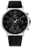 Buy Shop Tommy Hilfiger Daniel Black Dial Black Leather Strap Watch for Men - 1710381 USA Online