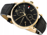 Buy Shop Tommy Hilfiger Daniel Black Dial Black Leather Strap Watch for Men - 1710417 USA Online