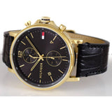 Buy Shop Tommy Hilfiger Daniel Black Dial Black Leather Strap Watch for Men - 1710417 USA Online