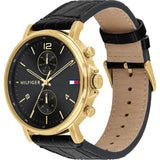 Buy Shop Tommy Hilfiger Daniel Black Dial Black Leather Strap Watch for Men - 1710417 USA Online