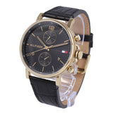 Buy Shop Tommy Hilfiger Daniel Black Dial Black Leather Strap Watch for Men - 1710417 USA Online