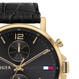 Buy Shop Tommy Hilfiger Daniel Black Dial Black Leather Strap Watch for Men - 1710417 USA Online