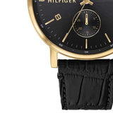 Buy Shop Tommy Hilfiger Daniel Black Dial Black Leather Strap Watch for Men - 1710417 USA Online