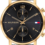 Buy Shop Tommy Hilfiger Daniel Black Dial Black Leather Strap Watch for Men - 1710417 USA Online